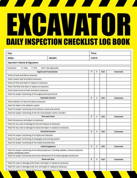 mini excavator inspection sheet|excavator daily maintenance checklist.